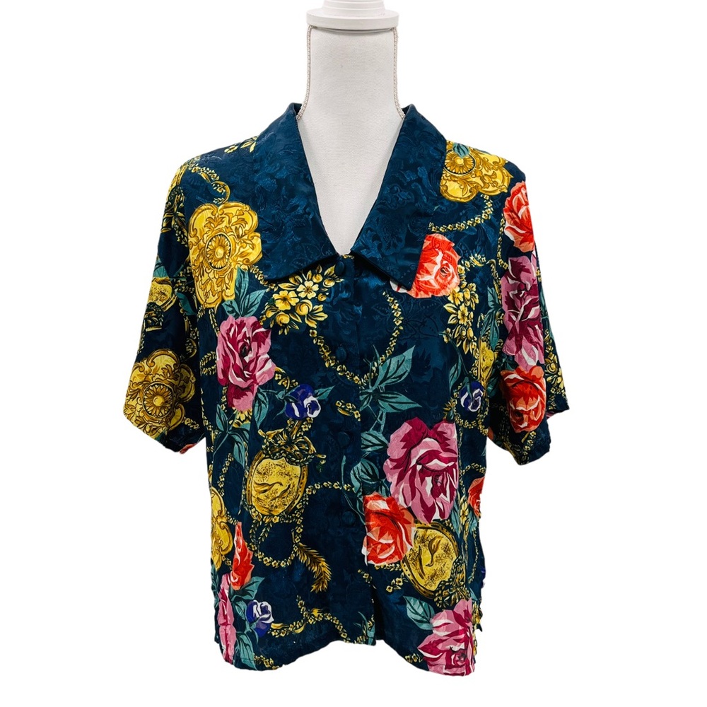 Victoria's Secret Vintage Gold Label Floral Sheer Top Large